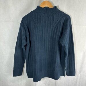 Lululemon Twin Rib Turtleneck Wool Blend  Sweater Size 10 Navy Blue